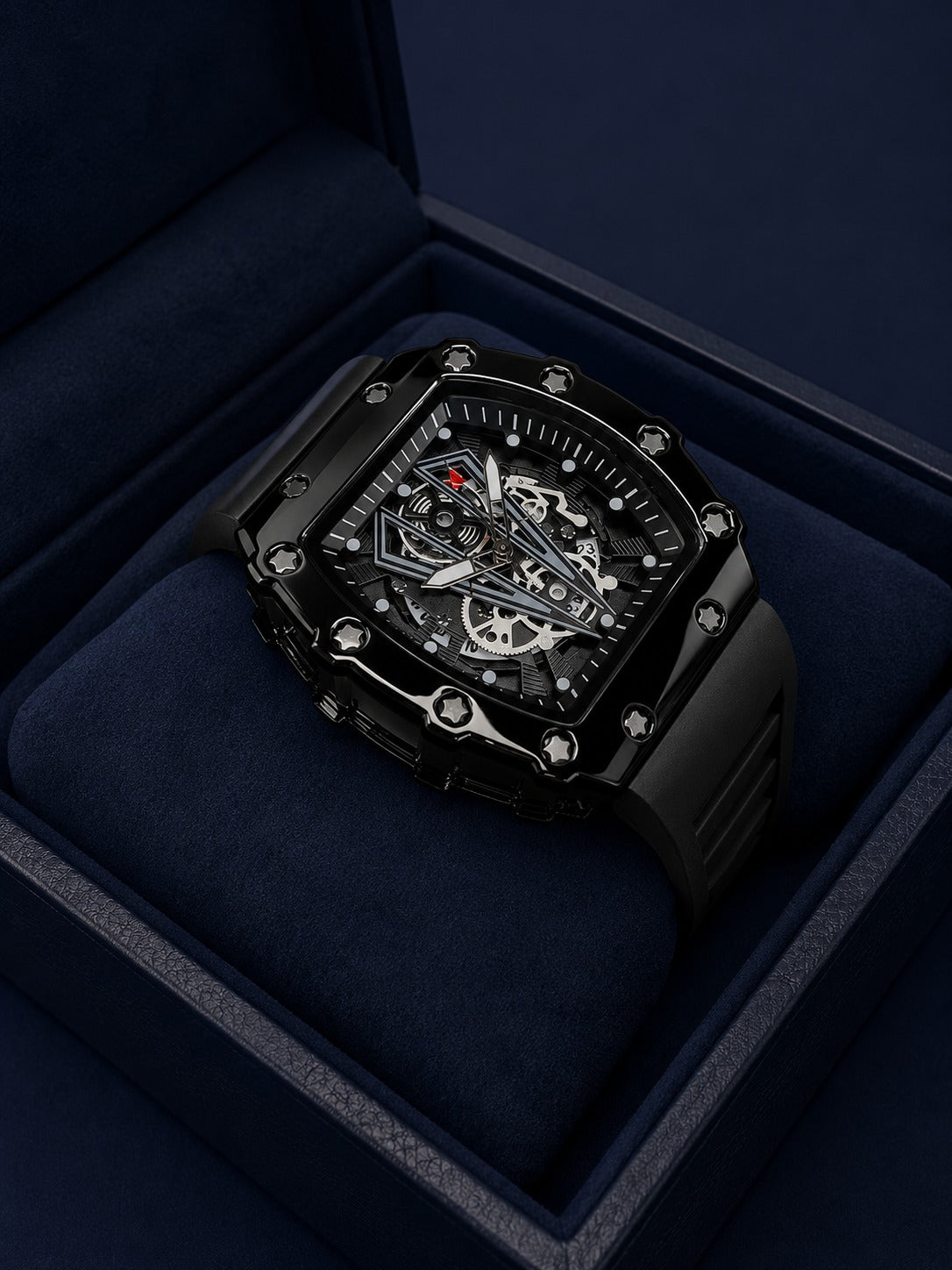 Richard Black Belt Skeleton Watch