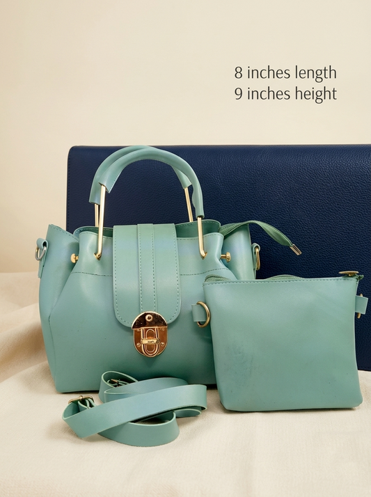 Green PU Crossbody Bag with Pouch