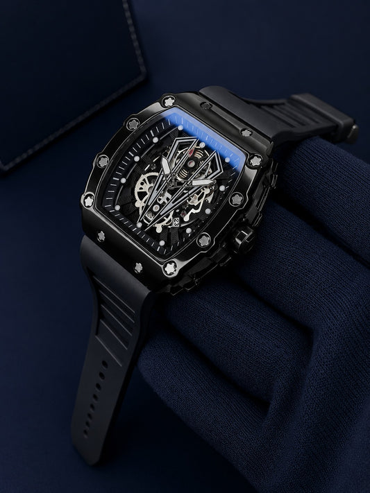 Richard Black Belt Skeleton Watch